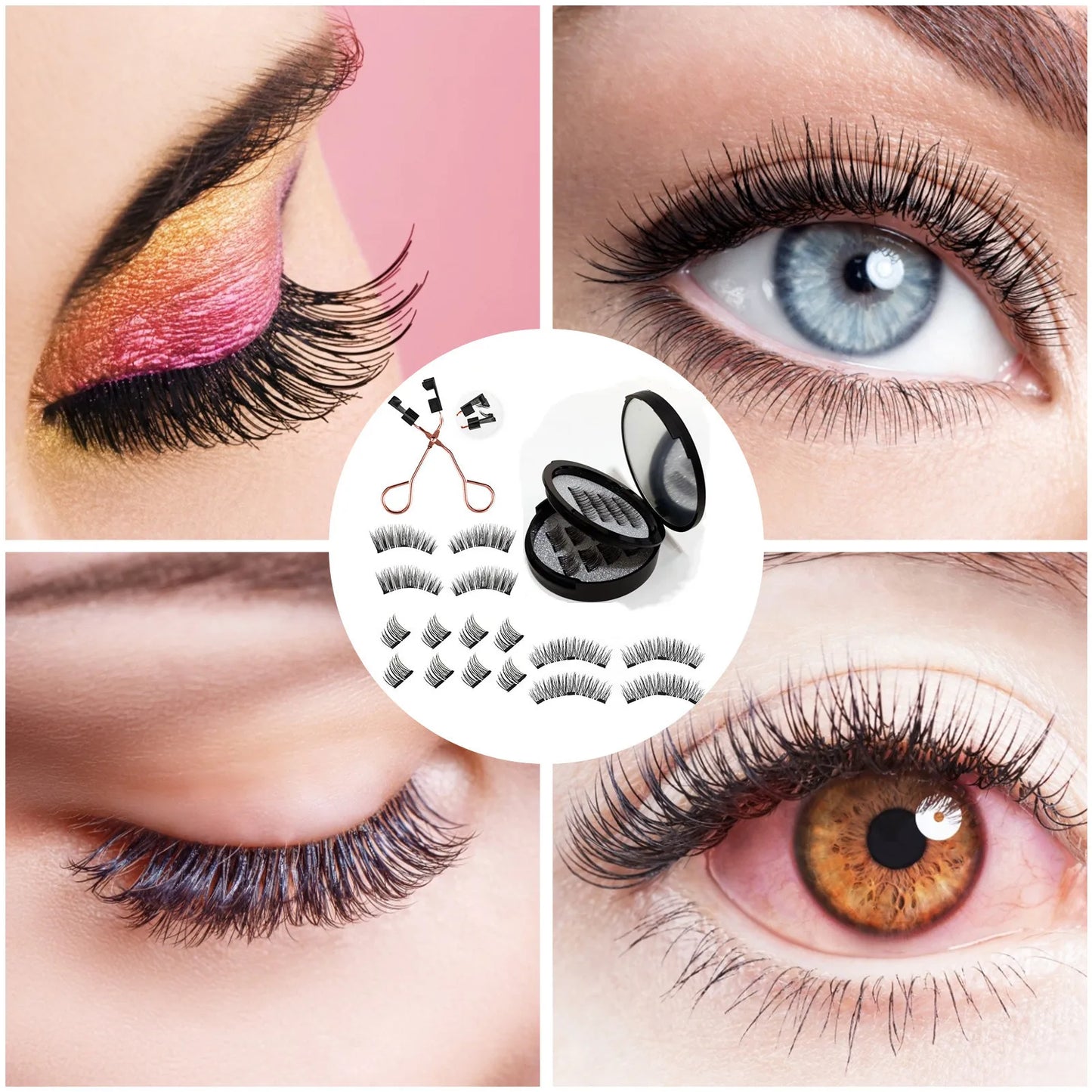 12pcs Magnetic False Eyelashes Magnetic Half Eyelashes Double Box With Mirror Applicater Reusable Beauty Eye Makeup Set