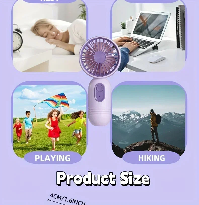 Travel, and Camping Mini Portable Fan USB Charging 3-speed - Handheld Fan for Men and Women Suitable for Office, Outdoor