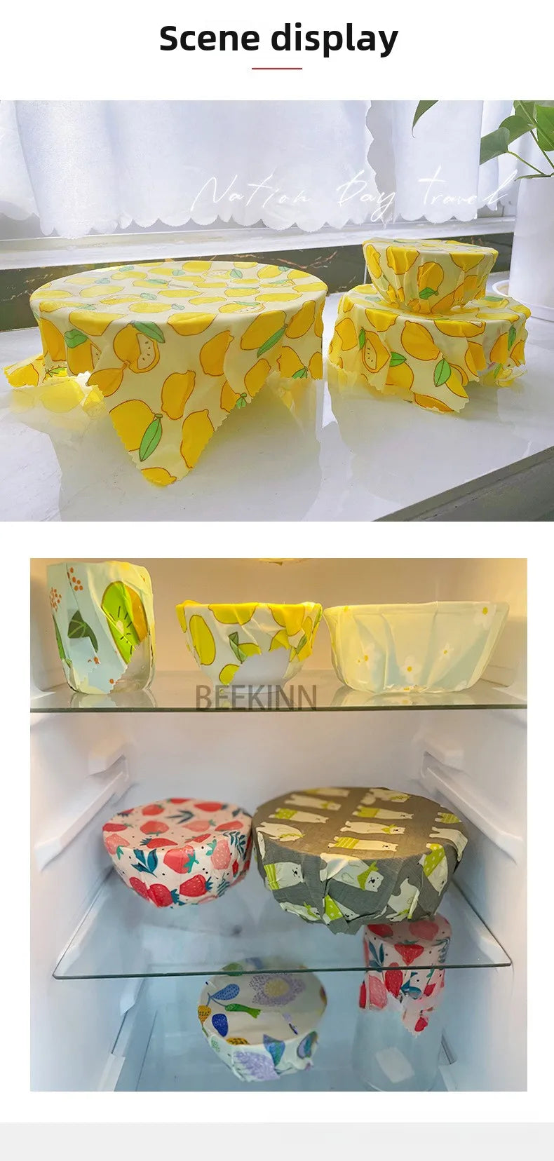 3PCS Set Reusable Organic Beeswax Food Wrap for Fresh Keeping and Eco Friendly Kitchen Plastic Packaging Paper Food Packaging