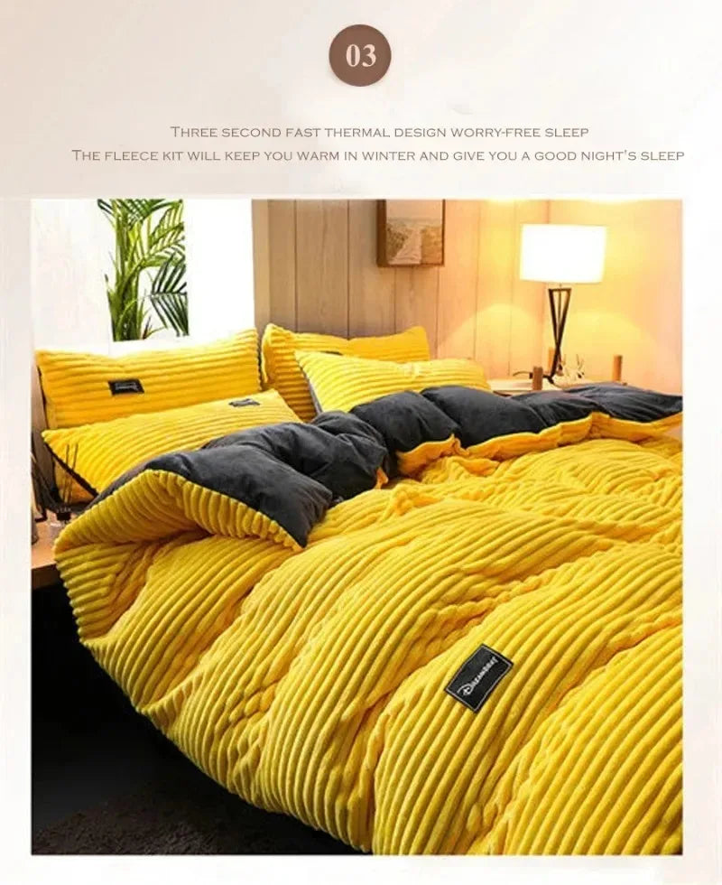 Ultra-Soft Velvet Duvet Cover Warm Thick Bed Quilt Cover Double Bed Luxury Bedding Solid Color Velvet Duvet Cover 겨울용 따뜻한 이불 커버