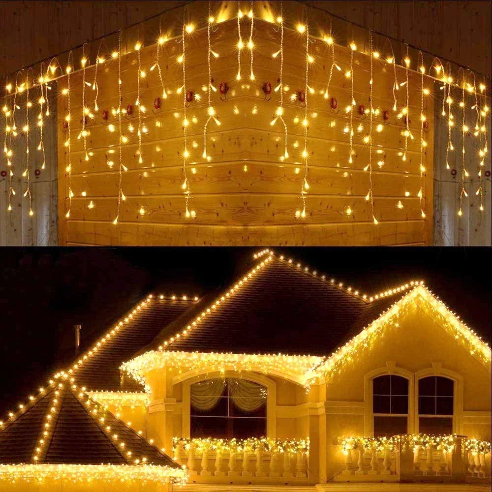 Christmas Decoration 2025 Fairy Lights Led lcicle String Lights Outdoor Curtain Garland Street Garland On The House Party 2026