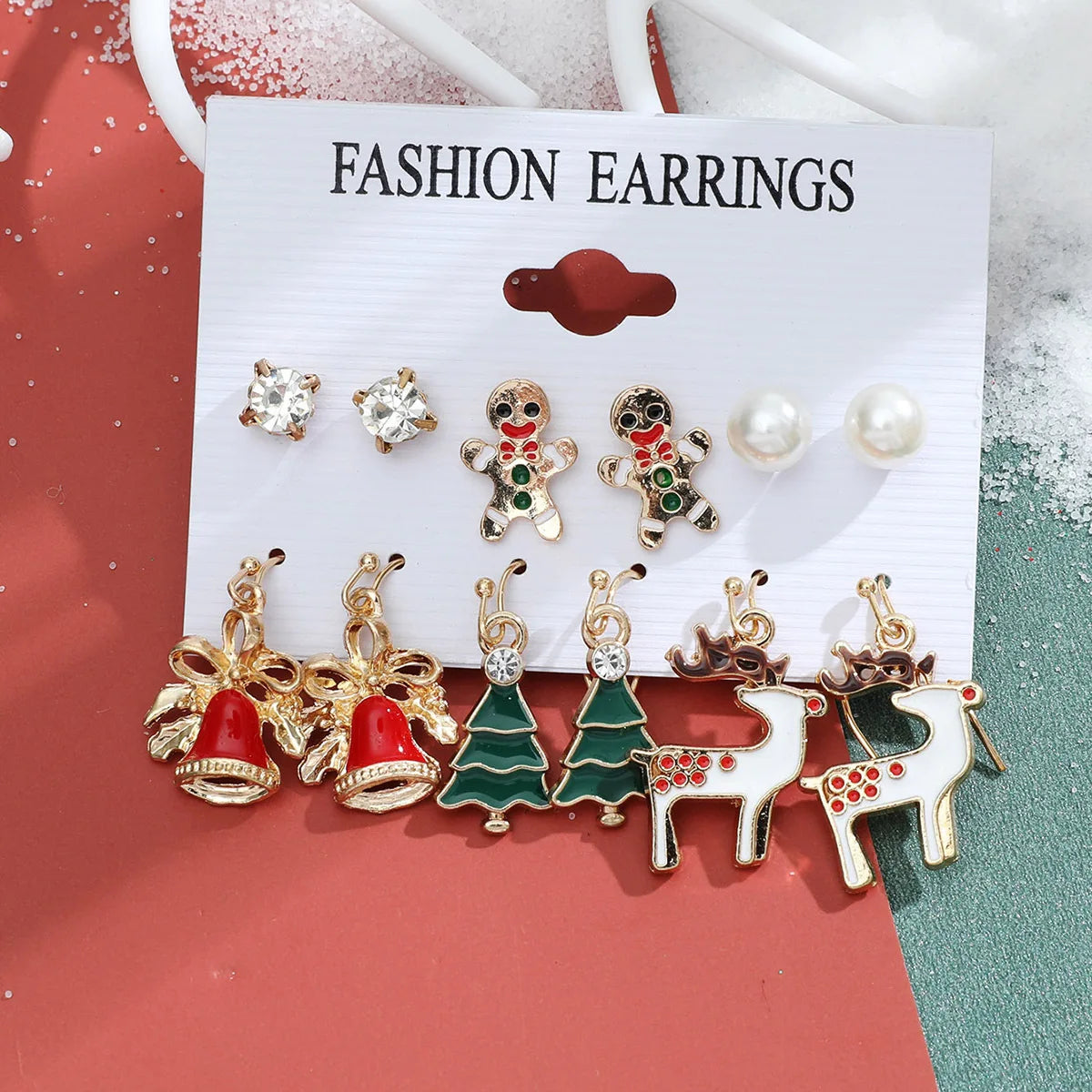 6 Pairs Christmas Earrings Xmas Tree Elk Snowman Santa Claus Cute Ear Stud Dangle Earrings Christmas Gifts For Women Girls Kids