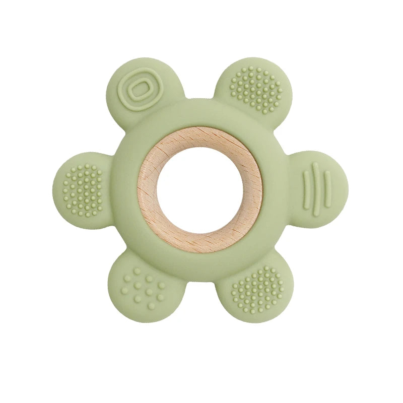 Color Kids Silicone Teether Toy Baby Rattle Toy Teething Ring Sensory Toys For Toddlers Teething Chewing Toy Baby Accessories