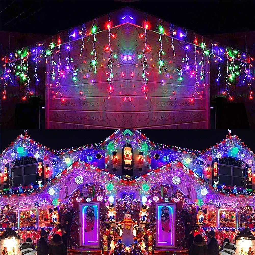 Christmas Decoration 2025 Fairy Lights Led lcicle String Lights Outdoor Curtain Garland Street Garland On The House Party 2026