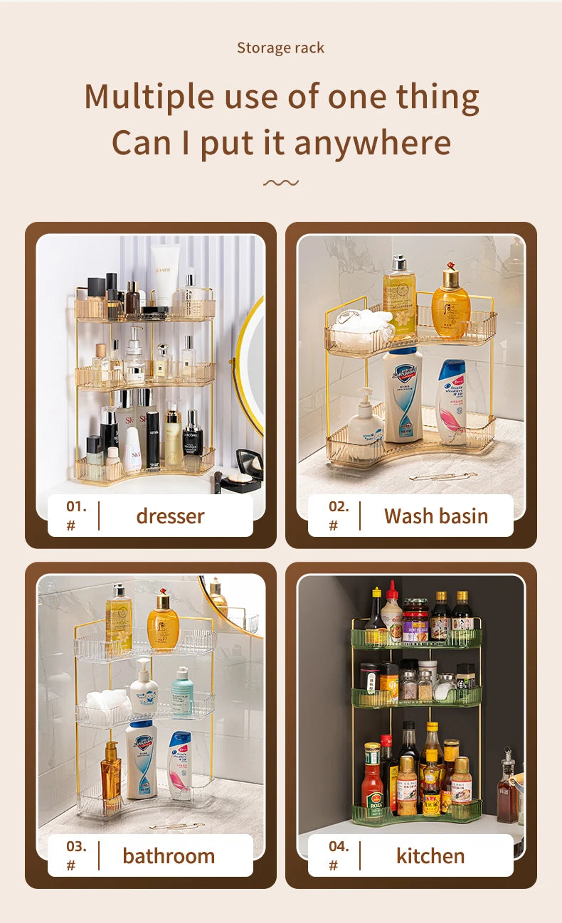 Makeup Storage Shelf Corner Bathroom Counter Organizer Bathroom Countertop Shelf Makeup Storage Clear Perfume Tray Holder