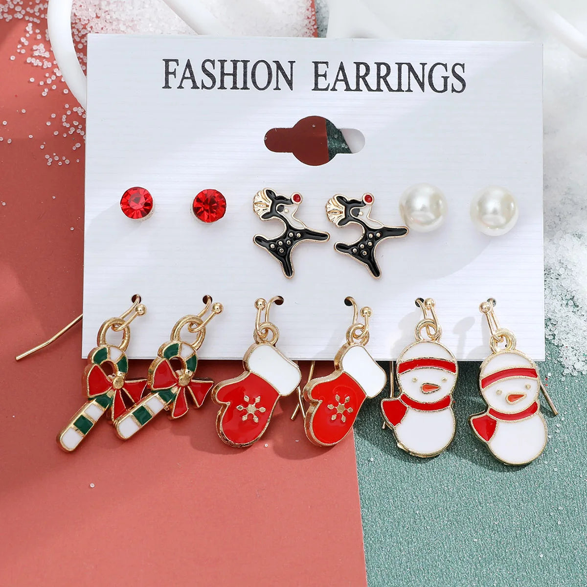 6 Pairs Christmas Earrings Xmas Tree Elk Snowman Santa Claus Cute Ear Stud Dangle Earrings Christmas Gifts For Women Girls Kids