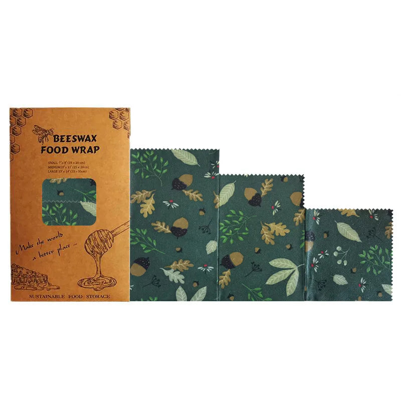 3PCS Set Reusable Organic Beeswax Food Wrap for Fresh Keeping and Eco Friendly Kitchen Plastic Packaging Paper Food Packaging