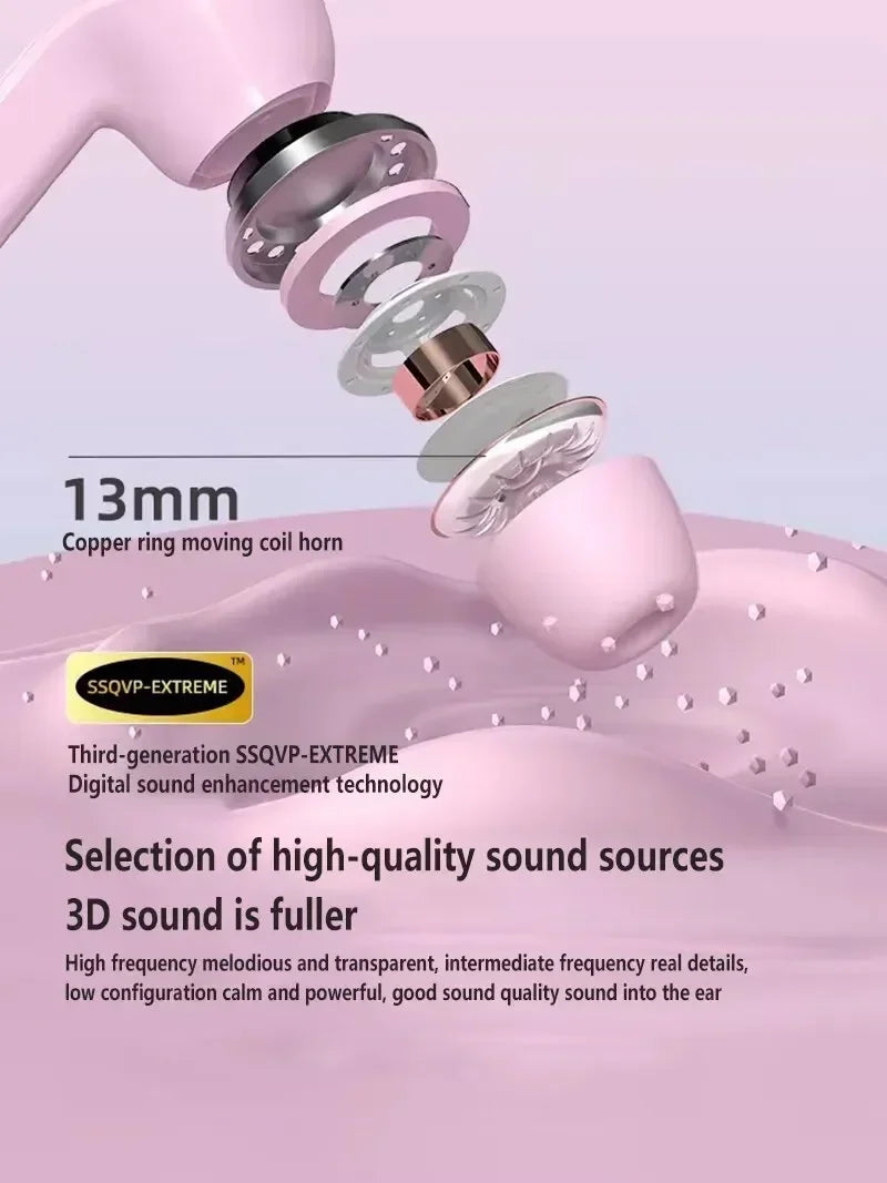 T2 Transparent Bluetooth Earbuds – HiFi Sound with LED Power Display