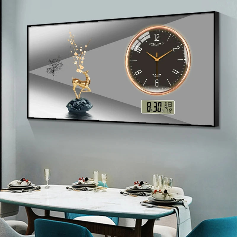 Modern light luxury perpetual calendar electronic clock wall clock living room decorative painting table wall clock