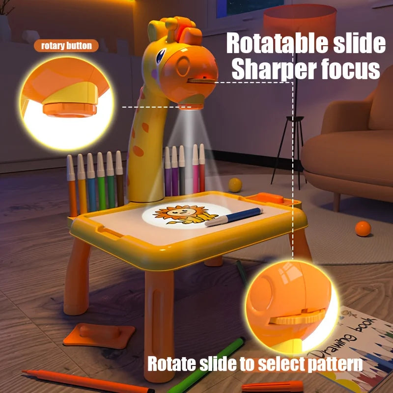 Children led projector drawing table toy painting set table educational board learning tools painting toys for children