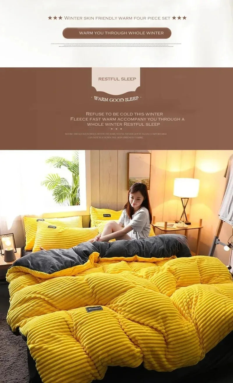 Ultra-Soft Velvet Duvet Cover Warm Thick Bed Quilt Cover Double Bed Luxury Bedding Solid Color Velvet Duvet Cover 겨울용 따뜻한 이불 커버