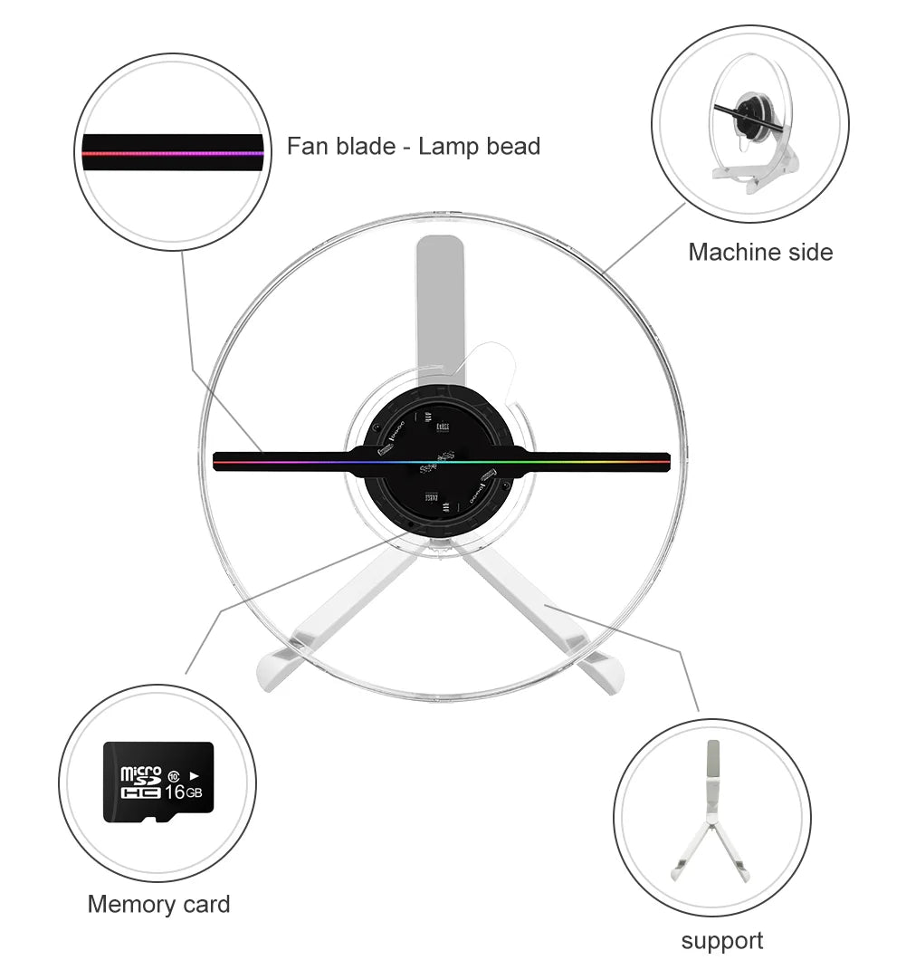 3D holographic fan screen rotating display air virtual stereoscopic imaging led projector wifi outdoor advertising machine