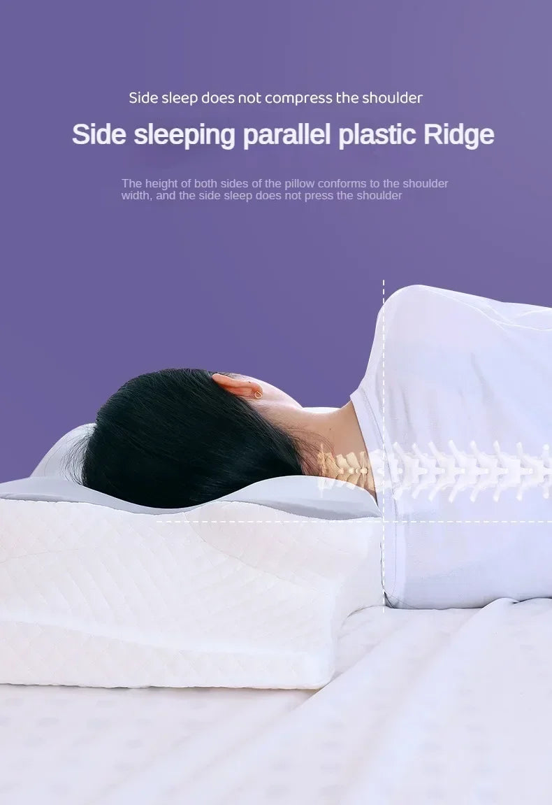 Butterfly-shaped memory foam neck pillow, slow rebound, orthopedic, relieves pain, aids sleep