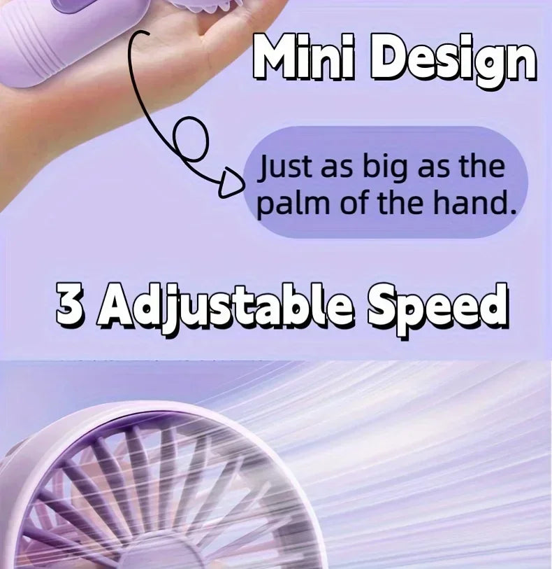 Travel, and Camping Mini Portable Fan USB Charging 3-speed - Handheld Fan for Men and Women Suitable for Office, Outdoor