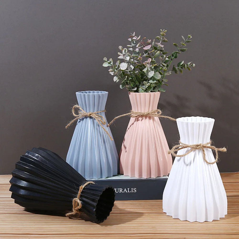 Creative Origami Vase European Pleated Vase Plastic Waist Folding Flower Vase Folding Paper Style Dry Flower Bottle Modern