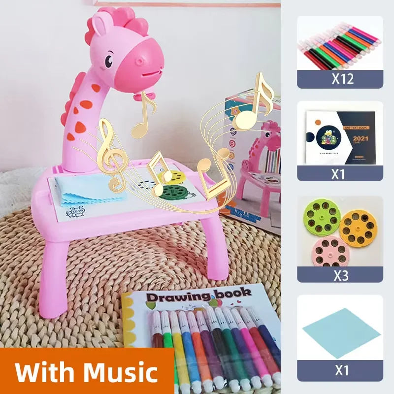 Children led projector drawing table toy painting set table educational board learning tools painting toys for children