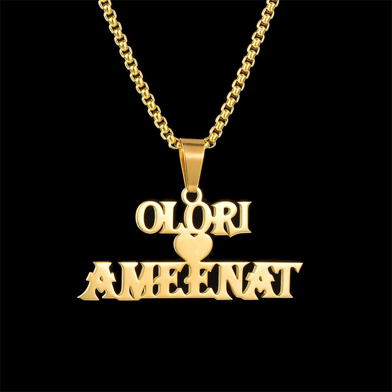 Royal Elegance: Custom Stainless Steel Name Necklace with Crown Pendant & Thick Chain