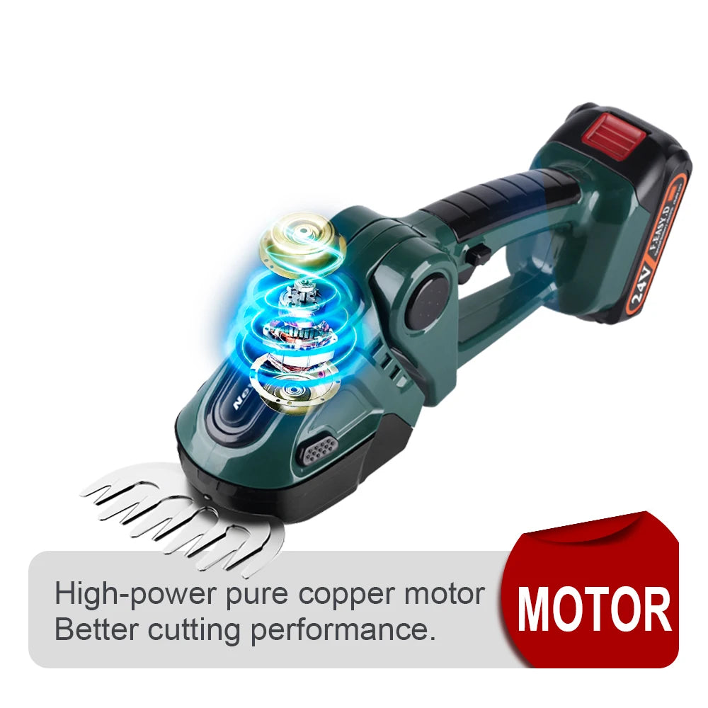 NEWBENY 2 IN 1 Electric Hedge Trimmer Cordless Portable High Power Household Lawn Mower Rechargeable Pruner Weeding Garden Tools