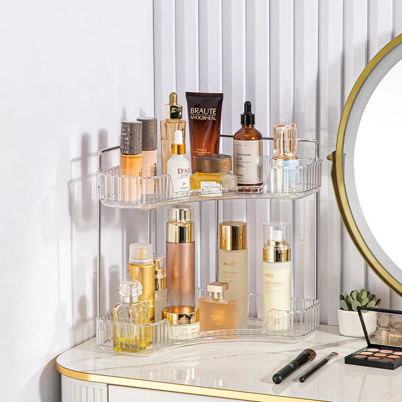 Makeup Storage Shelf Corner Bathroom Counter Organizer Bathroom Countertop Shelf Makeup Storage Clear Perfume Tray Holder