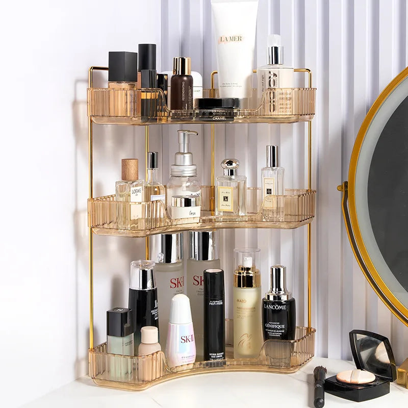 Makeup Storage Shelf Corner Bathroom Counter Organizer Bathroom Countertop Shelf Makeup Storage Clear Perfume Tray Holder
