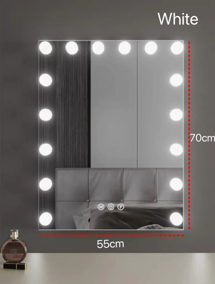 Vanity Makeup Mirror with Lights 17 LED Bulbs 3 Color Lighting Cosmetics for Dressing Bedroom Wall mounted White