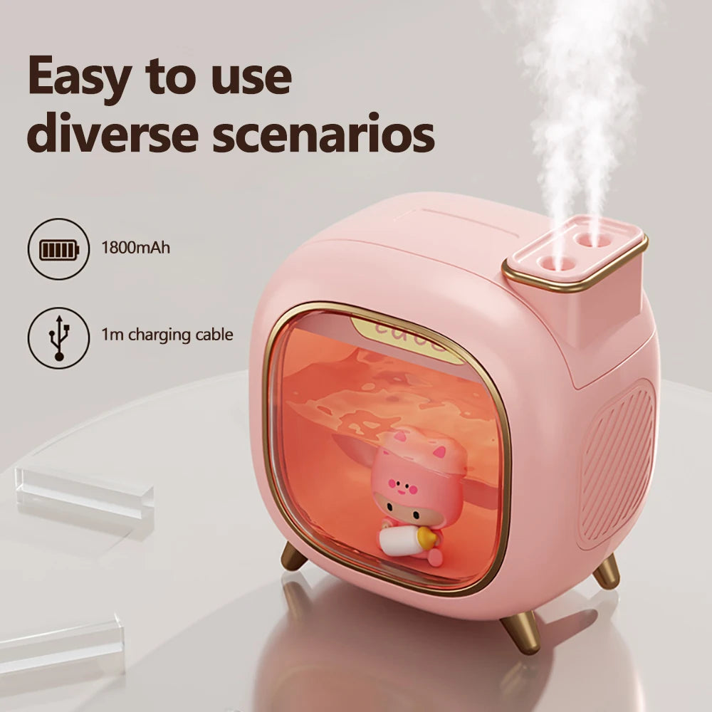 Cartoon Dolls Ultrasonic Air Humidifier 500ML Large Capacity Aroma Essential Oil Diffuser USB Colourful Breathing Night Lights