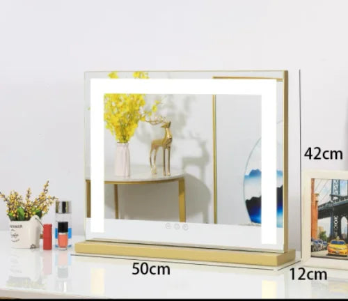 Large Vanity Mirror with Lights Lighted Makeup Mirrors with Dimmable LED Strips Tabletop for Women Dressing Room Bedroom