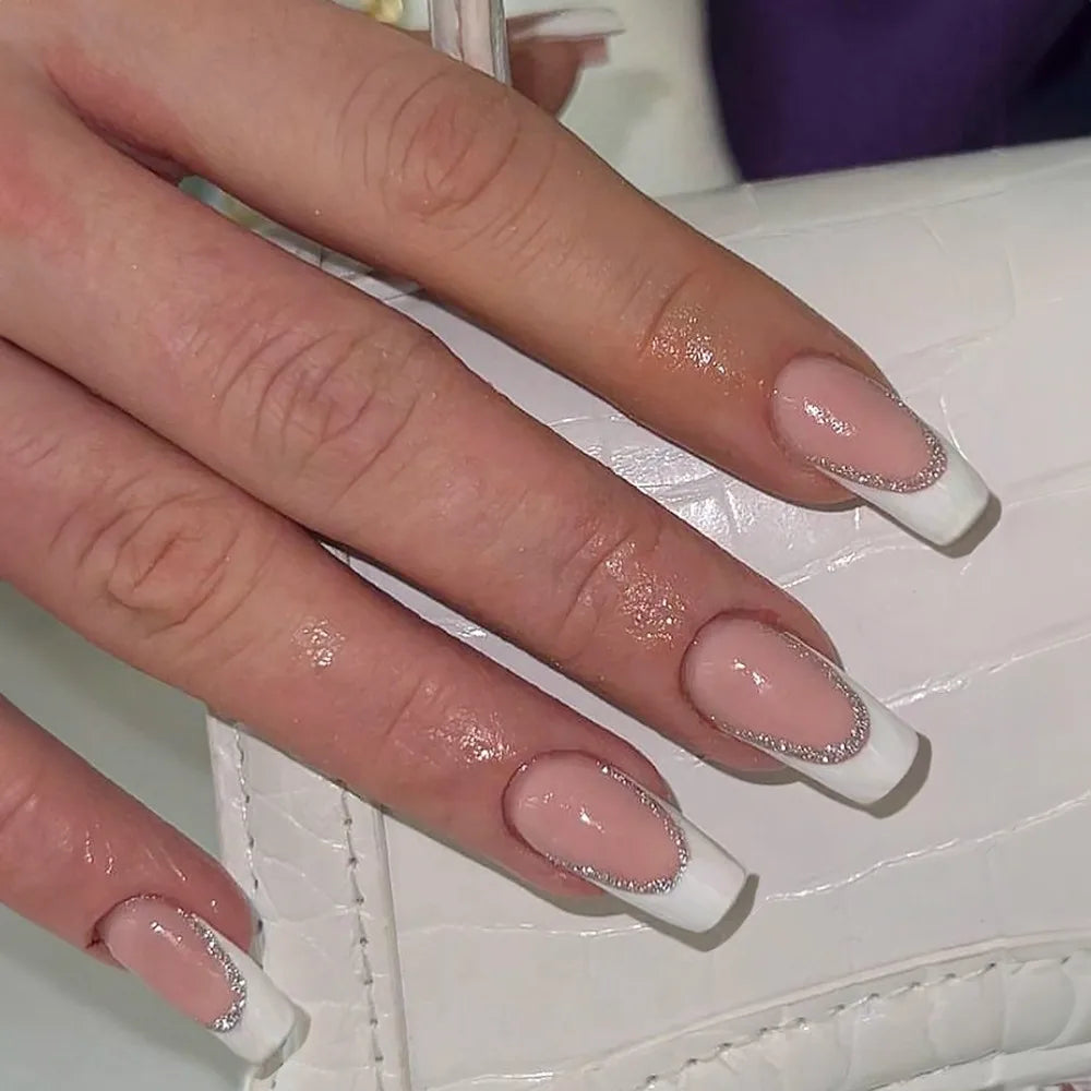 24PCS waterproof French Ombre Press-On Nails