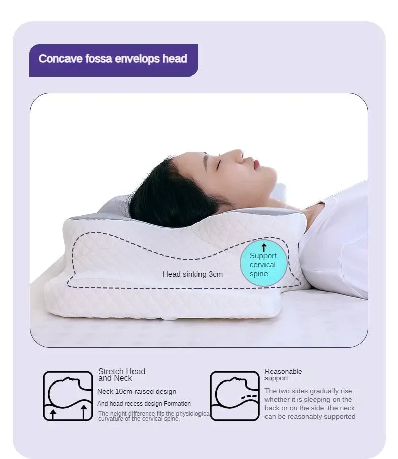 Butterfly-shaped memory foam neck pillow, slow rebound, orthopedic, relieves pain, aids sleep