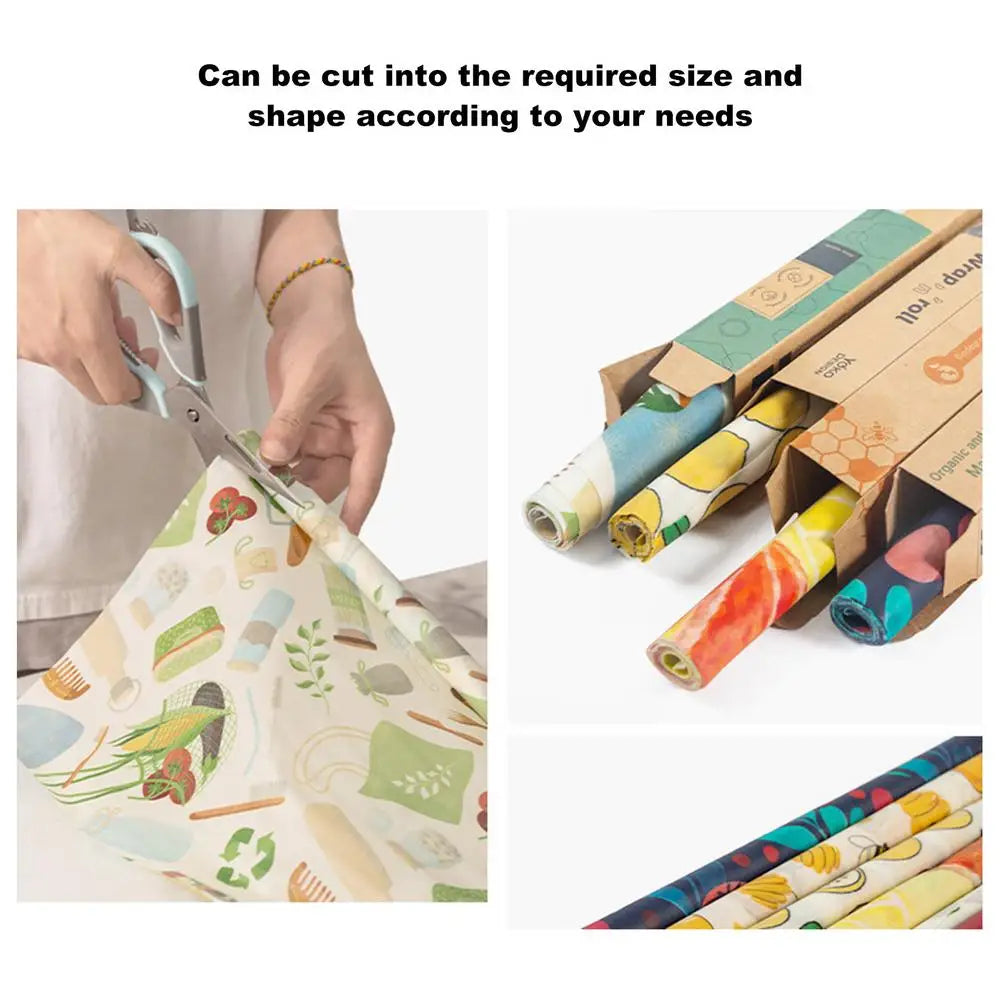 Eco-Friendly Food Wraps 30x100cm Beeswax & Cotton Wrap for Lunch Box/Sandwiches Vintage Patterns Kitchen Wrap Replacement
