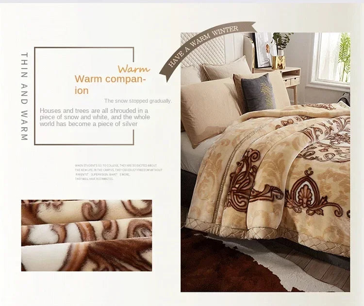 Soft Warm Weighted Blankets for Beds Thickened Quilt Duvet Soft Coral Fleece Flannel Blankets Double Side Plush Comforter Quilt