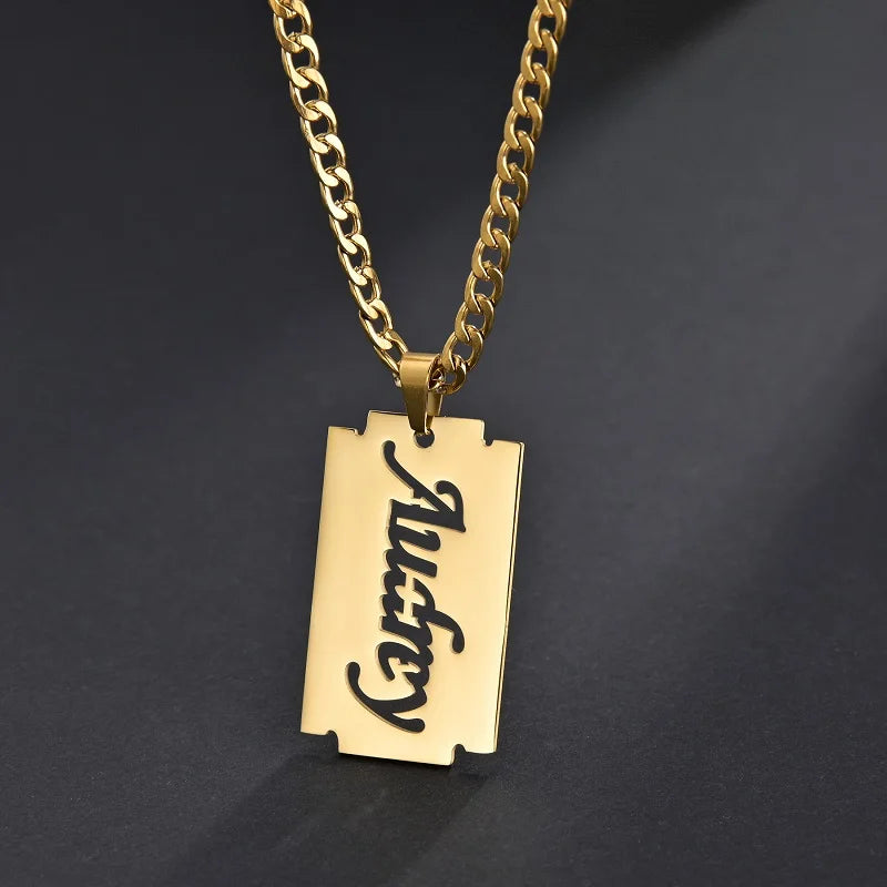 Royal Elegance: Custom Stainless Steel Name Necklace with Crown Pendant & Thick Chain