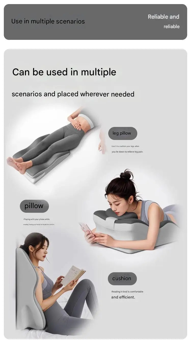 Multi-Position Memory Foam Pillow – Cooling Bed/Floor Cushion for Stomach Sleepers, 60x36x22cm