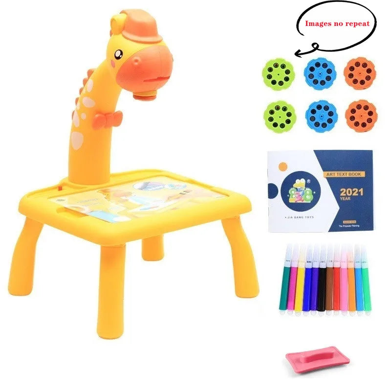 Mini Led Projector Art Drawing Table Light Toy for Children Kids Painting Board Small Desk Educational Learning Paint Tool Craft
