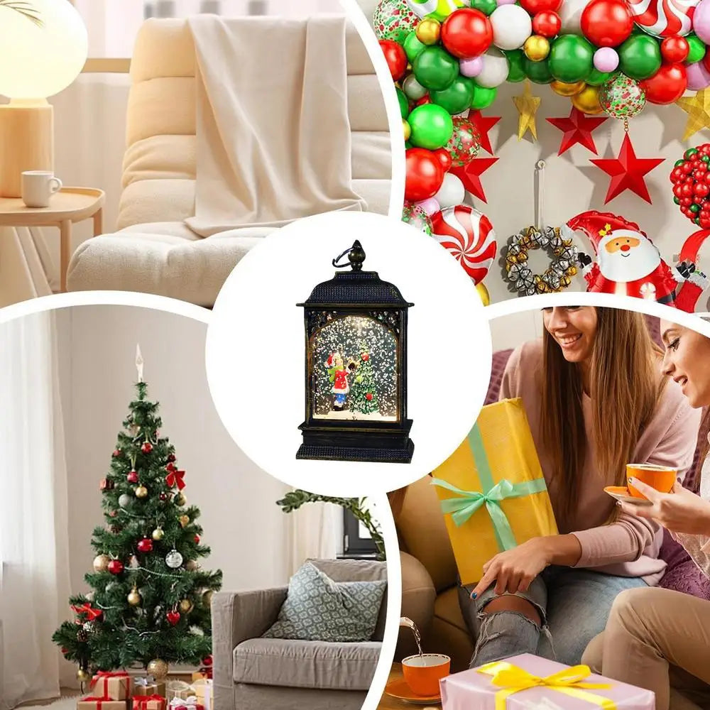 Christmas Snow Globe Lantern Christmas Scene Lighted Snow Globes Home Decoration Accessories Holiday Decoration Gift