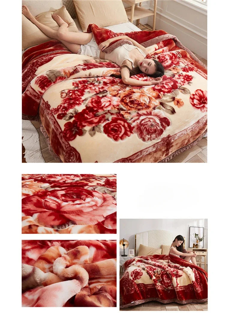 Soft Warm Weighted Blankets for Beds Thickened Quilt Duvet Soft Coral Fleece Flannel Blankets Double Side Plush Comforter Quilt