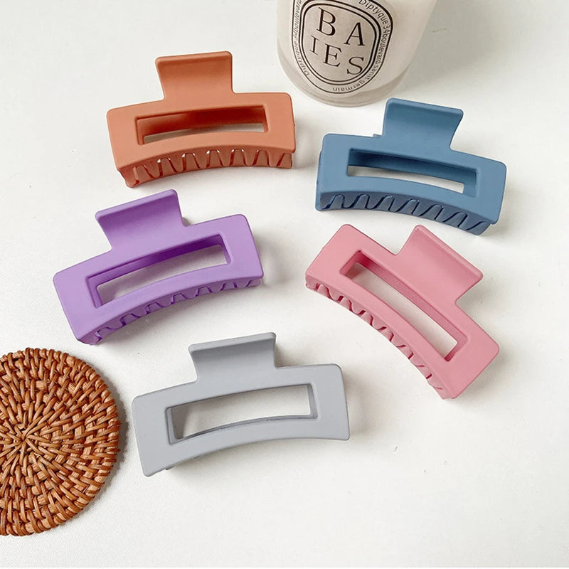 8.5cm 10.5cm Large Square Matte Hair Claw Clip Non Slip Solid Color Shark Hair Clip for Women Girls Hair Accessories