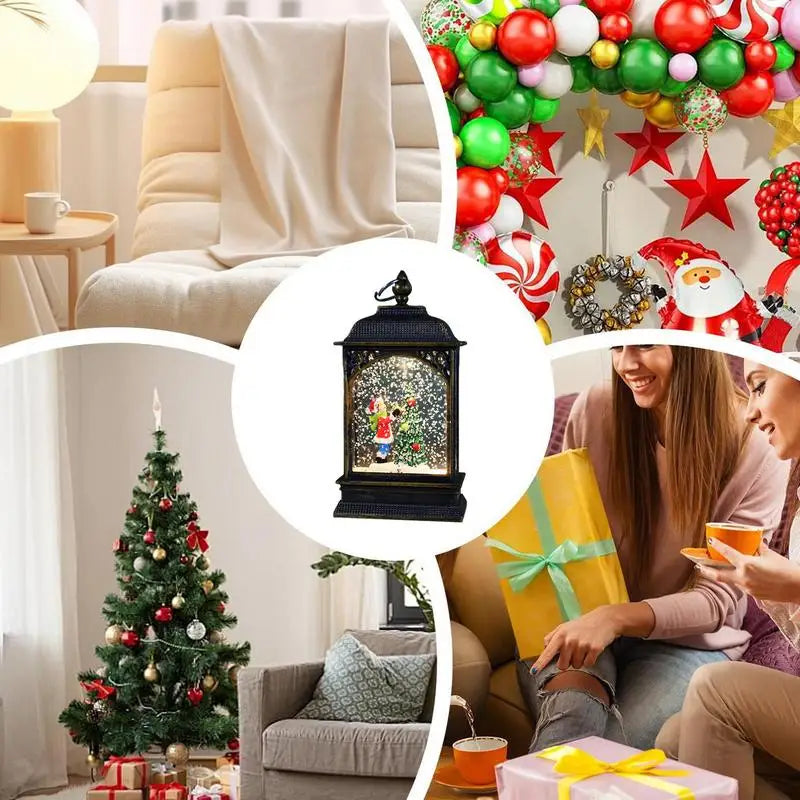 Christmas Snow Globe Lantern Christmas Scene Lighted Snow Globes Home Decoration Accessories Holiday Decoration Gift