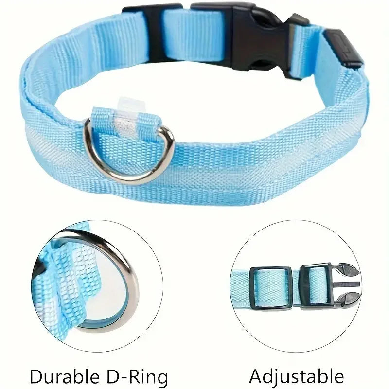 LumiStride™ Illuminated Pet Leash &amp; Collar Set – Luxury Nylon LED Night Safety Duo