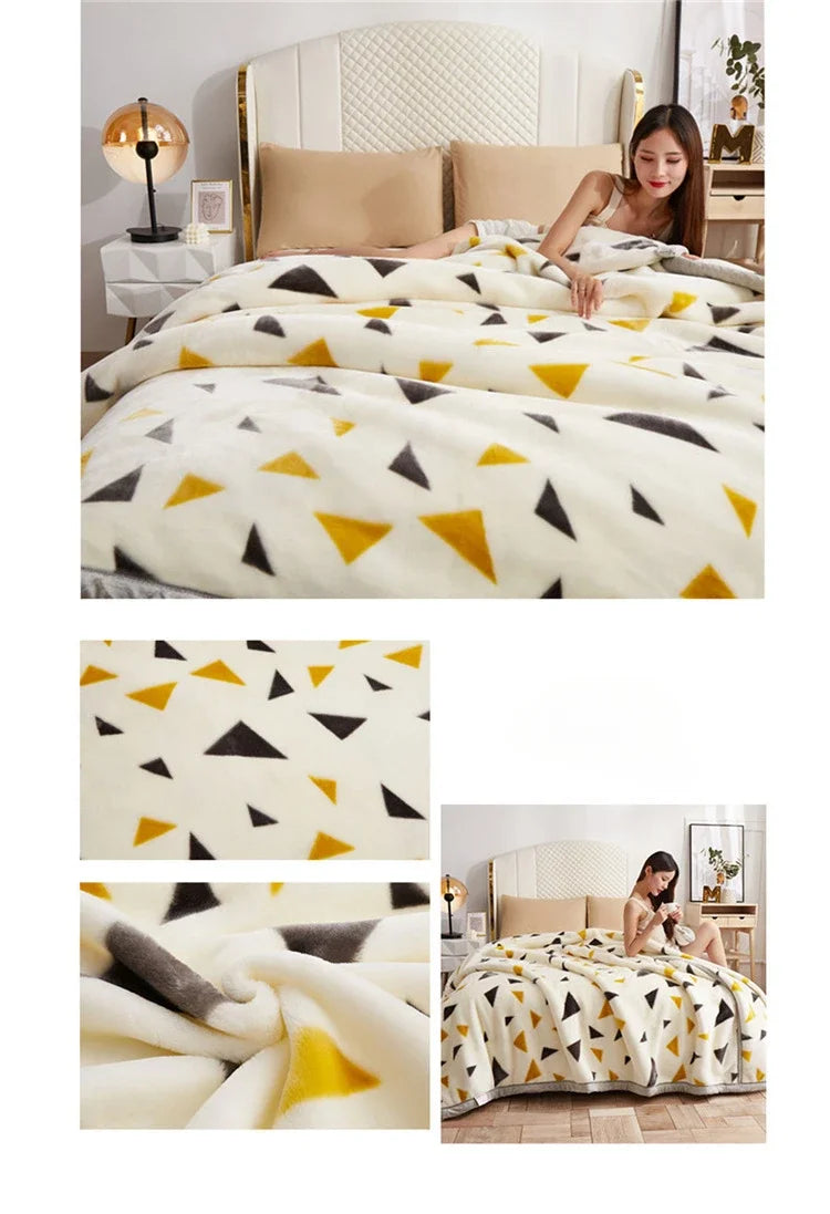 Soft Warm Weighted Blankets for Beds Thickened Quilt Duvet Soft Coral Fleece Flannel Blankets Double Side Plush Comforter Quilt