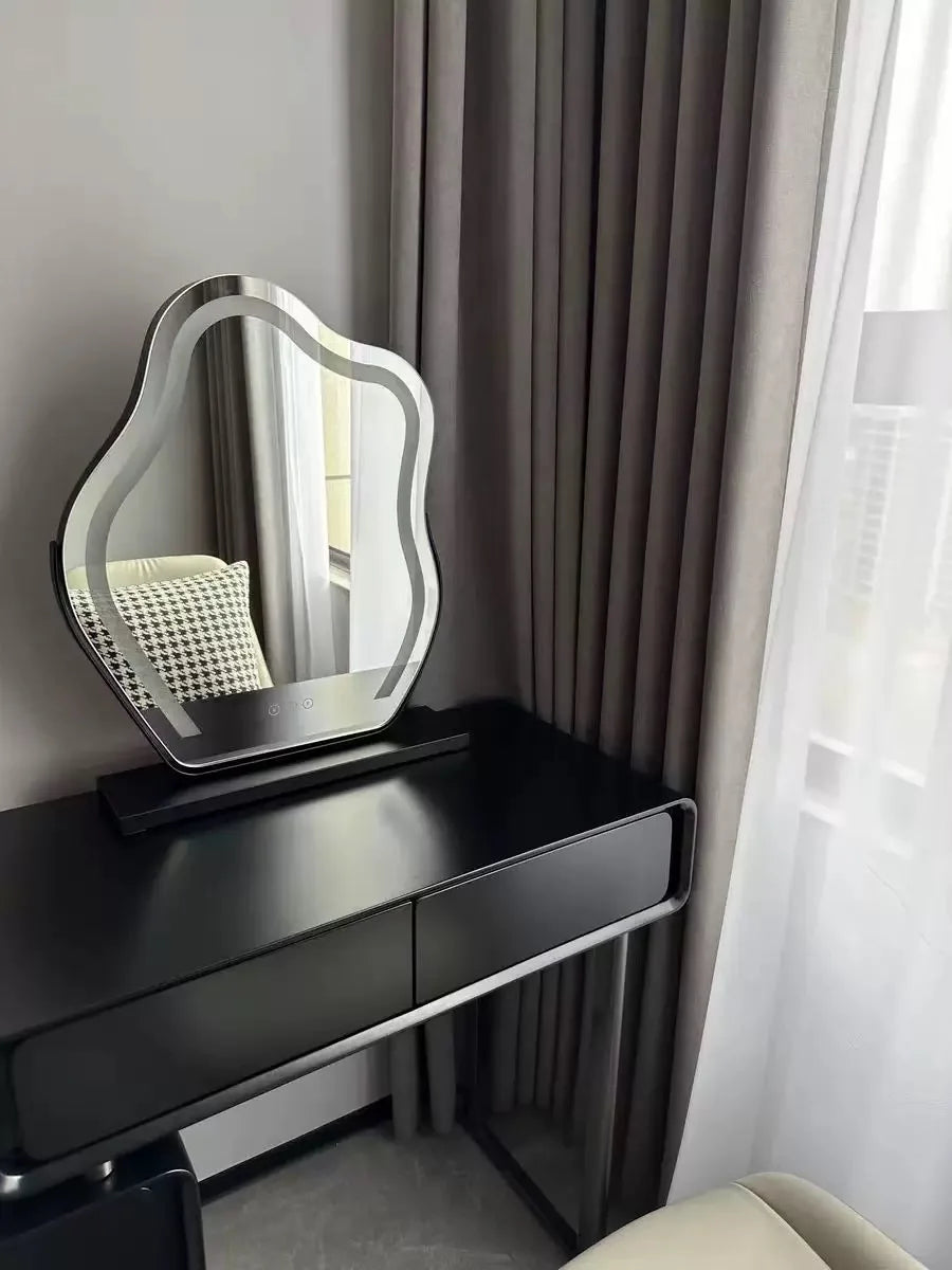 Cloud Shape vanity Mirror with Lights LED Makeup Mirror with Dimmable 3 Modes Touch Screen Control White 360-Degree Rotation