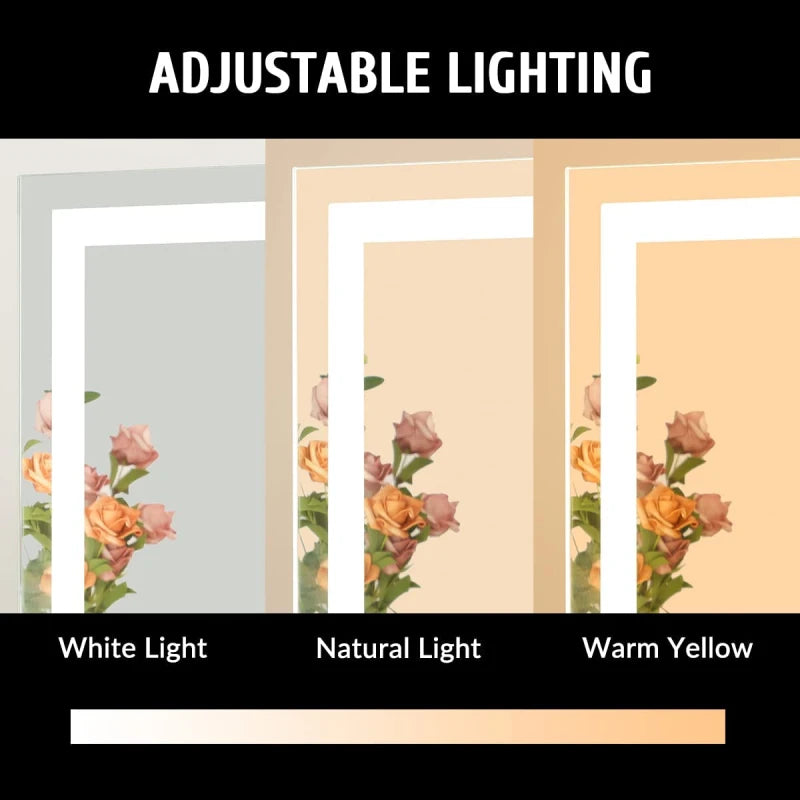 Large Vanity Mirror with Lights Lighted Makeup Mirrors with Dimmable LED Strips Tabletop for Women Dressing Room Bedroom
