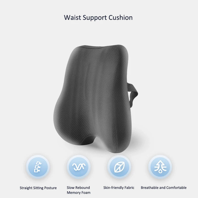 Memory Foam Seat Cushion Waist Back Support Pillow Set Orthopedic Ergonomic Coccyx Relief Hip Lumbar Pad for Office Chair Car