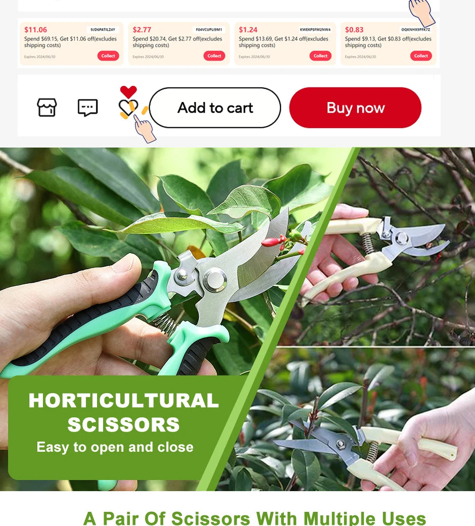 Garden Scissors for Bonsai Professional Pruning Trees Orchard Grape Branches Gadgets Agricultural Farm Hand Tools Floral Pruner