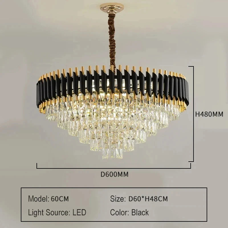 Villa Luxury Living Room Chandelier K9 Crystal Restaurant Pendant Lights Modern Ceiling Chandelier Dining Table Indoor Home Lamp