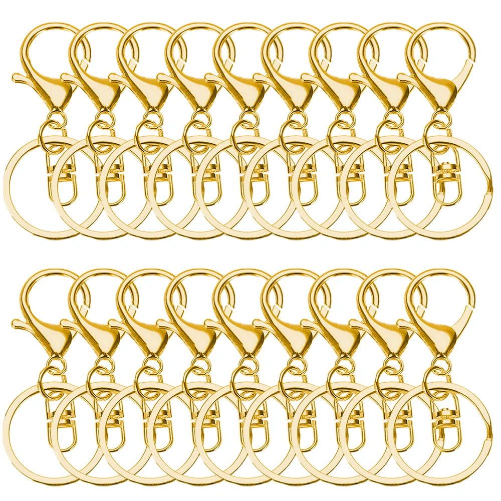 15/30/50/80Pcs Metal lobster Claw Clasp Keychains Swivel Spring Hook with Flat Split Ring for DIY Crafts Keychain Lanyard Making