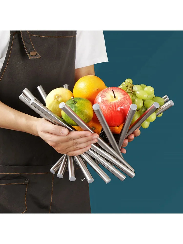 Creative Stainless Steel Fruit Platter for Fashionable Home Office Storage Metal Organizer