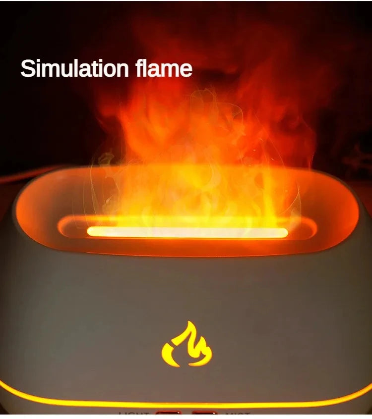 New 3D Flame Fire Aroma Air Humidifier Himalayan Crystal Salt Stone Colorful Night Light Aromatherapy Essential Oil Diffuser