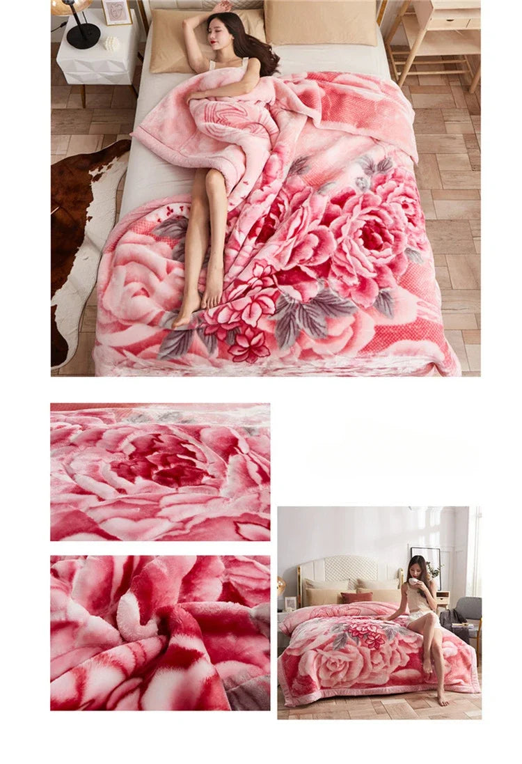 Soft Warm Weighted Blankets for Beds Thickened Quilt Duvet Soft Coral Fleece Flannel Blankets Double Side Plush Comforter Quilt