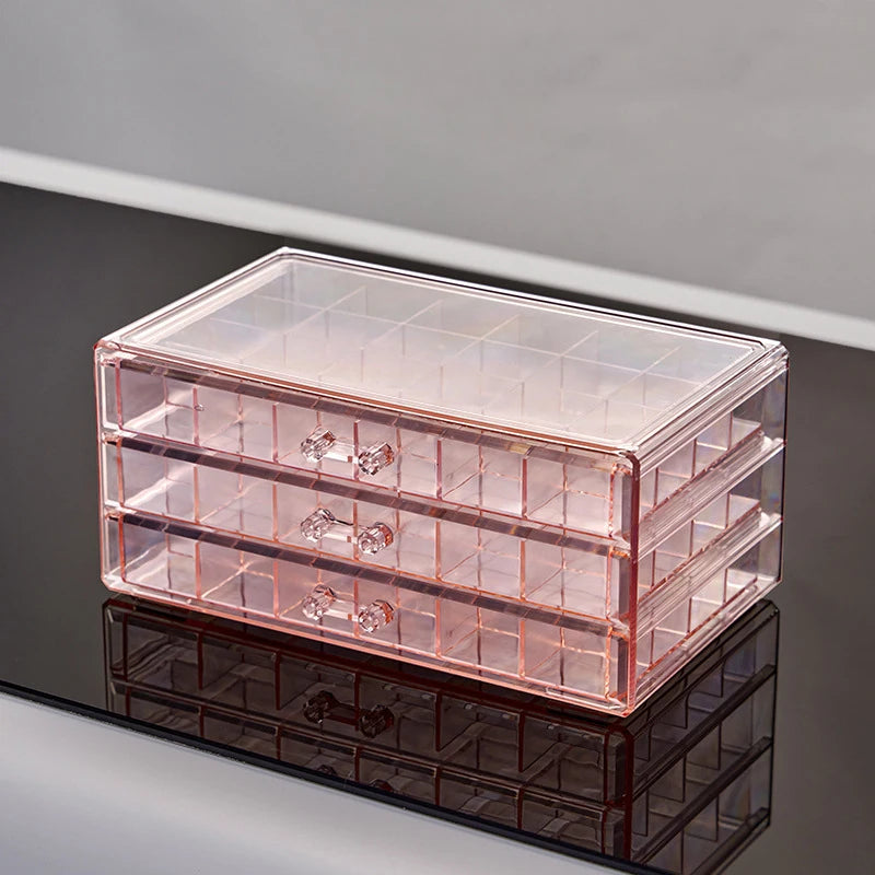 Acrylic Jewelry Organizers and Storage Box with 3 Drawers, Clear Jewelry Box for Women, Earring Organizer for Ring Necklace
